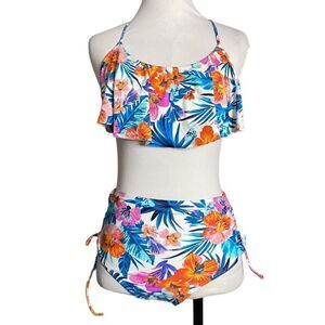 Arizona Jean Co Two Piece Flora Flounce Bikini Swimsuit Juniors